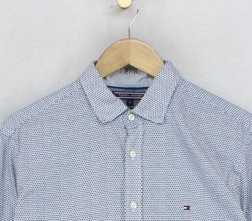 Camisa Tommy Hilfiger Estampada Para Hombre Talla M Azul New York Fit Algodón - Imagen 5 de 15
