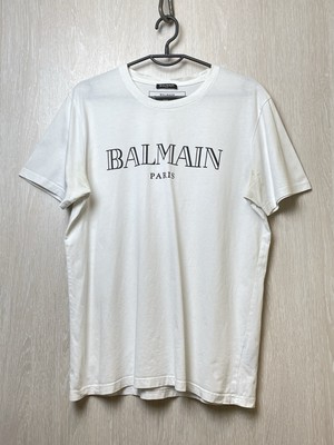 Balmain Paris Logo T-Shirt White Size L Vintage Designer Tee Balmain Paris Logo T-Shirt White Size L Vintage Designer Tee