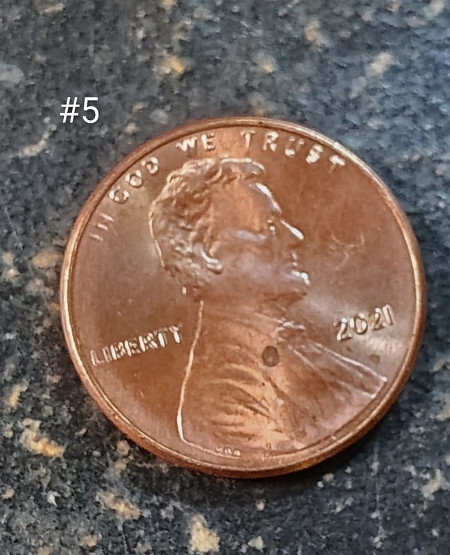 2021 Penny , on LIBERTY the letters LI & on STATE the letters STA are  light #5