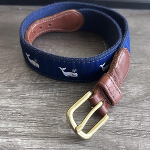 Preston Boys Toddler Whale Belt 13" Blue Ribbon Leather Brass Buckle USA