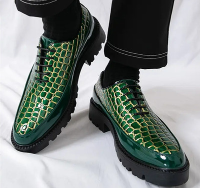 Mens Dress Formal Crack Leather Platform Dress Party Wedding Fashion Shoes Hot