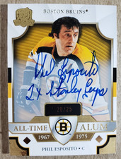 2021-22 The Cup All-Time Alum Gold Phil Esposito Auto Inscription /25 Bruins