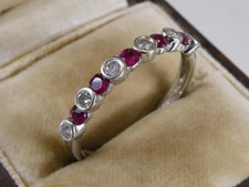 2.00Ct Round Cut Natural Red Ruby & Diamond 14K White gold Half eternity Band