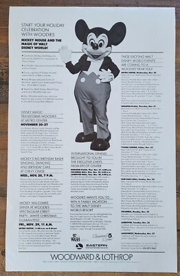 1985 Vintage Walt Disney Days at Woodward and Lothrop Poster 12x18
