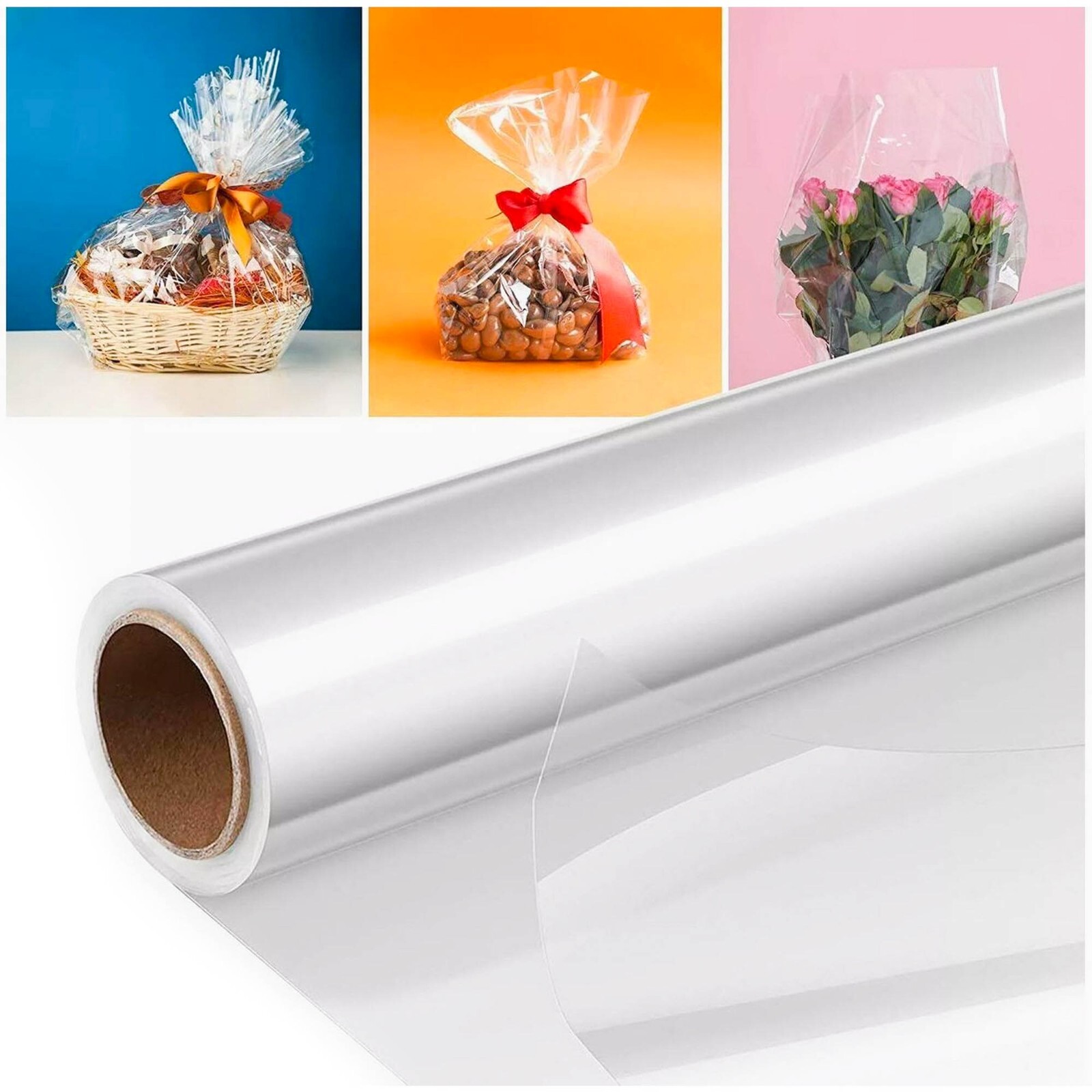Clear Cellophane Wrap For Hampers Plastic Gift Flowers Wrapping Roll