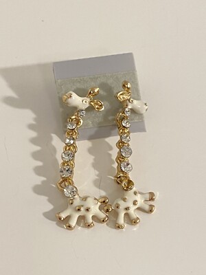 vintage Giraffe Rhinestone Dangle  Earrings New old stock rare (missing stone)