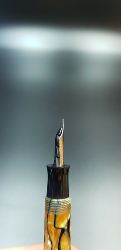 Parker Duofold Jr Fountain Pen Pencil Set Streamline Black and Pearl Nib Rare - Foto 4 di 9