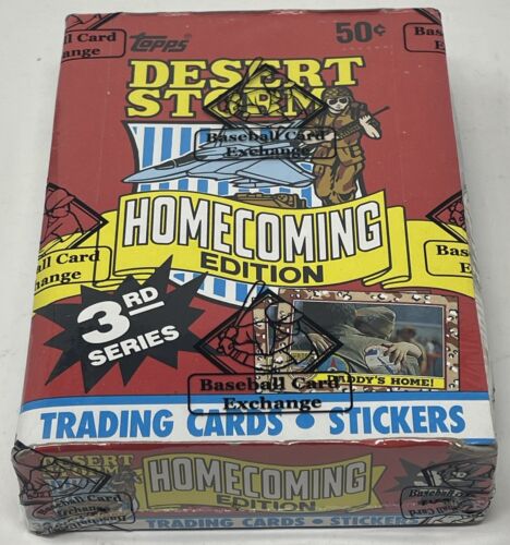 1991 caja topps tarjetas coleccionables Desert Storm serie 3 sin abrir 24 paquetes Bush barbacoa - Imagen 1 de 7