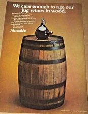 1975 print ad - Almaden Vineyards wine barrel Los Gatos Paicines CA advertising