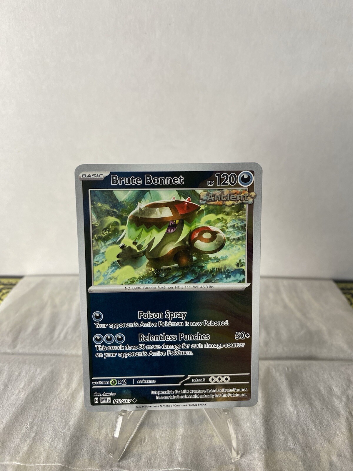 Pokemon TCG - Reverse Holo Brute Bonnet 118/167 - 2024