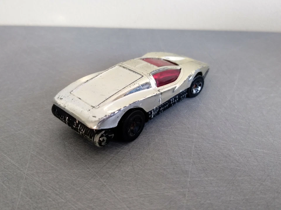 Hot Wheels Argento Proiettile 1974 Bianco Scala 1/60 Vintage Stato Con Glitter - Immagine 4 di 4