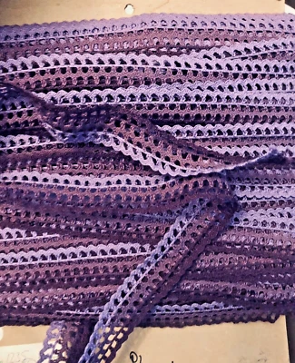 VTG Crochet Ric Rac Shades of Purple Ombre Trim 1" Wide X 10 Yds Lot - Image 1 of 4