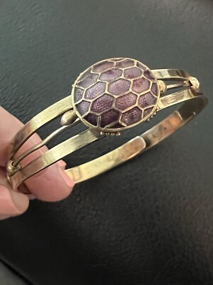 Vintage Turtle Bracelet Movable Purple Turtle 6.75 