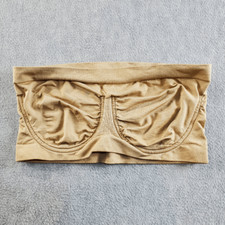 Rhonda Shear Bra Womens Large Tan Bandeau Stretch Nude Underwire Strapless