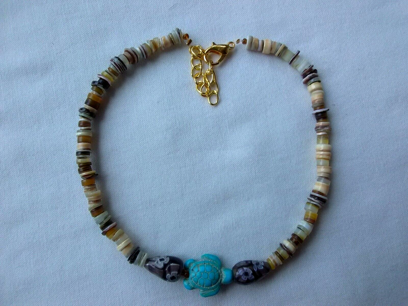 Anklet Sea Shells Heishi 10.5-12