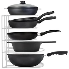 Heavy-Duty Pots and Pans Organizer | 5-Tier Cookware & Lid Storage Rack | Fre...