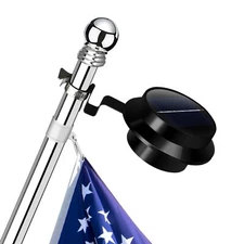 Solar Flag Pole Light Upgraded Flagpole Light Solar Powered Metal Clamp Black