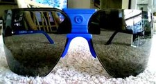      1980s Gargoyles Sunglasses 85MM - Seattle Seahawk Blue With Black Lens  