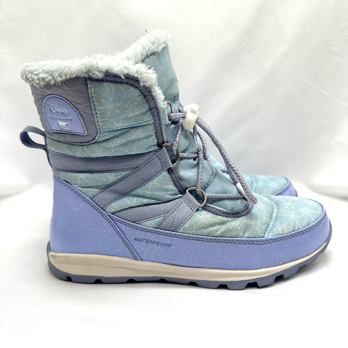 Sorel Disney Frozen Winter Snow Boots Girls Youth Blue Silver Snowflakes  Elsa
