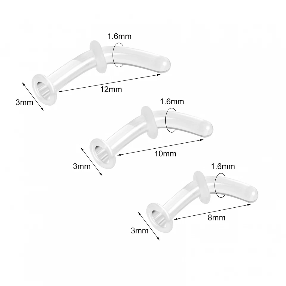 3Pcs Clear Curved Retainer Glass Nose Stud Piercing Helix Tragus Earring Jewelry - Image 4 of 4