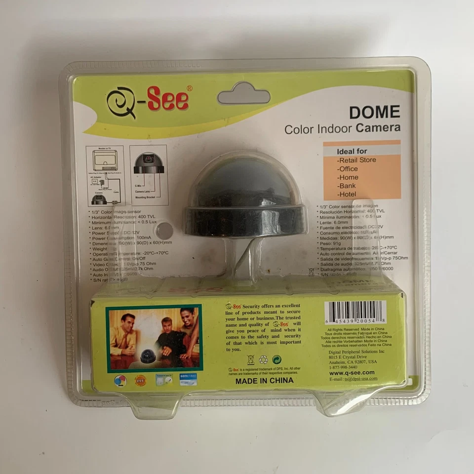安全摄像头 Q-See QSDNV 夜视穹顶彩色室内摄像头密封 全新 — 第 4/4 张图片