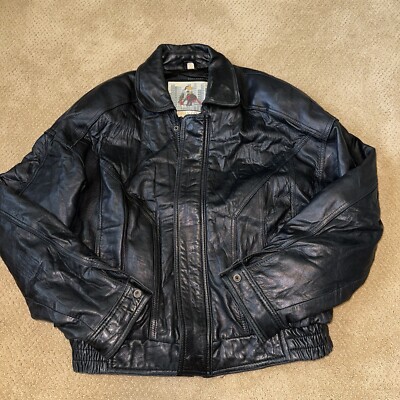 Urban Cowboy Men's Leather Black Heavy Jacket Size Large