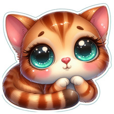 Cute Cat Wall Decal Sticker 18X18cm Large