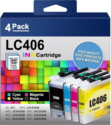 4PK LC406 for Brother Ink Cartridges MFC-J4335DW MFC-J5955DW MFC-J6555DW J6955DW