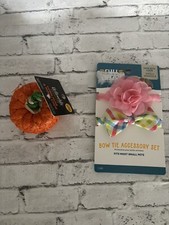 Small Animal Bow Tie Accessory Set & Corn Husk & Wood Chew NWT