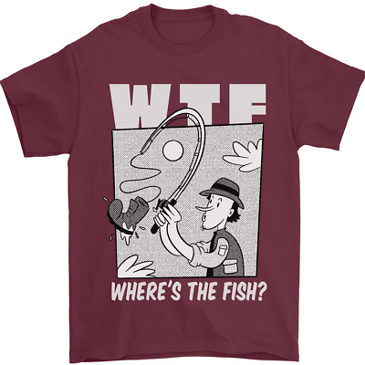 Wheres the Fish WTF Funny Fishing Fisherman Mens T-Shirt 100% Cotton