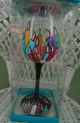 De-Lite Hand Painted Wine Goblet- Brand New It's My Party Design