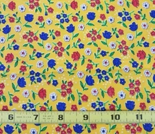 Cotton Fabric Sunny Yellow Floral 1/2 Yard 44" Wide Material 