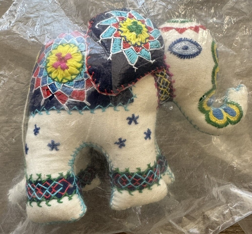 Colorful Fabric Felt Embroidered Elephant