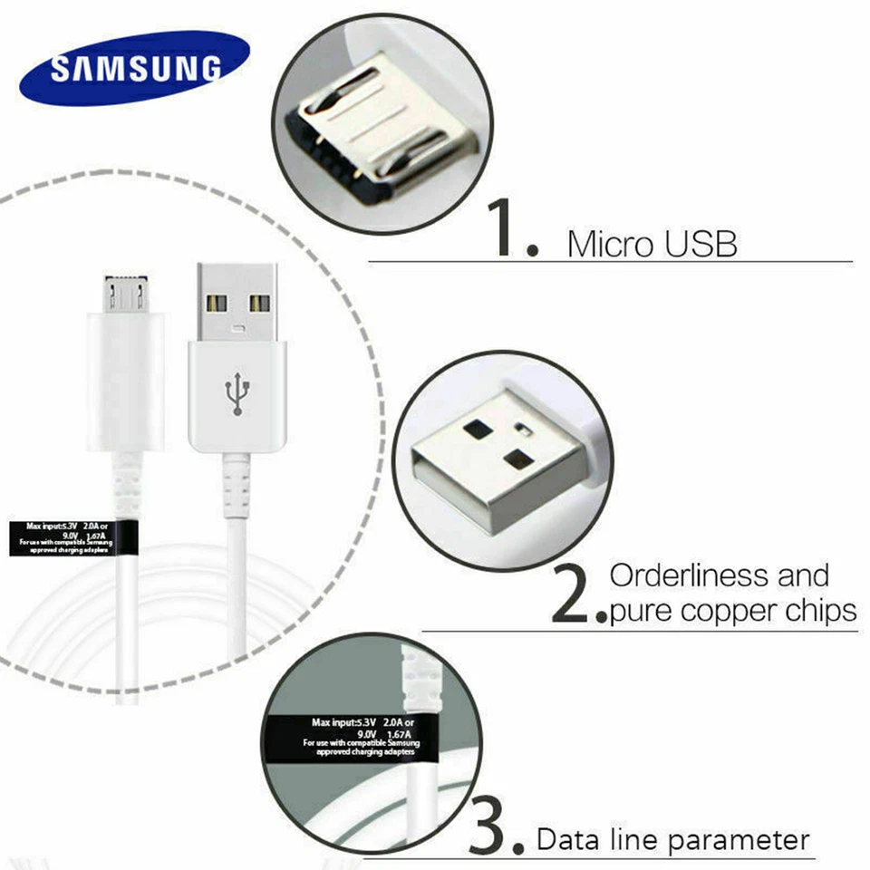 For Samsung Galaxy Tab A Tablet Micro USB Fast Charging Data Charger Cable - Image 2 of 4