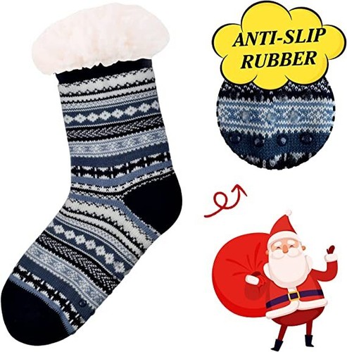 Womens Sherpa Fleece-lined Thermal Cozy Fuzzy Non-Skid Slipper Grid Socks LOT - Picture 6 of 22