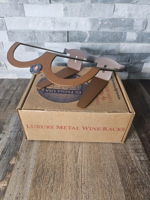 DI PRIMA USA Wine Rack Freestanding Tabletop Solid Steel Brown Made in Italy (B)