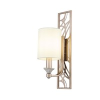 Wandlampe Metall Stoff H: 42 Cm In Cremegold Weiß E14 Wandleuchte Schlafzimmer