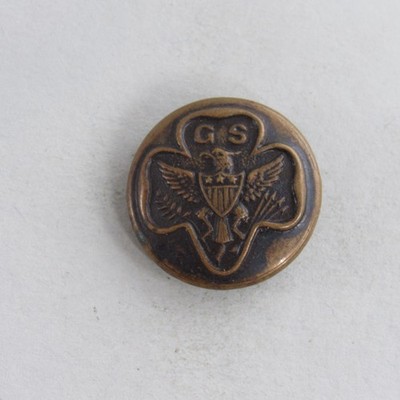 Vintage Girl Scout Brass Uniform Button Eagle GS