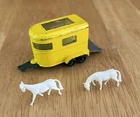 Vintage Matchbox Lesney MB43 Pony Trailer, 2 horses, Yellow, Green Base