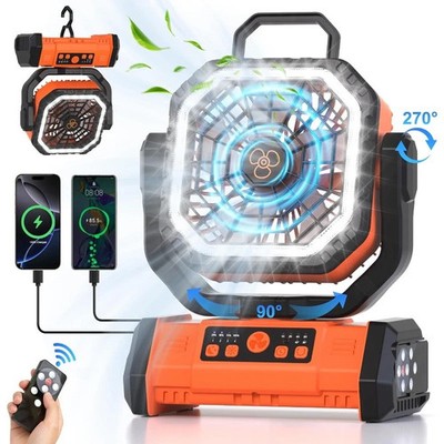 Portable Rechargeable Fan 20000mAh Camping Fan with LED Light & Remote 4 Speeds