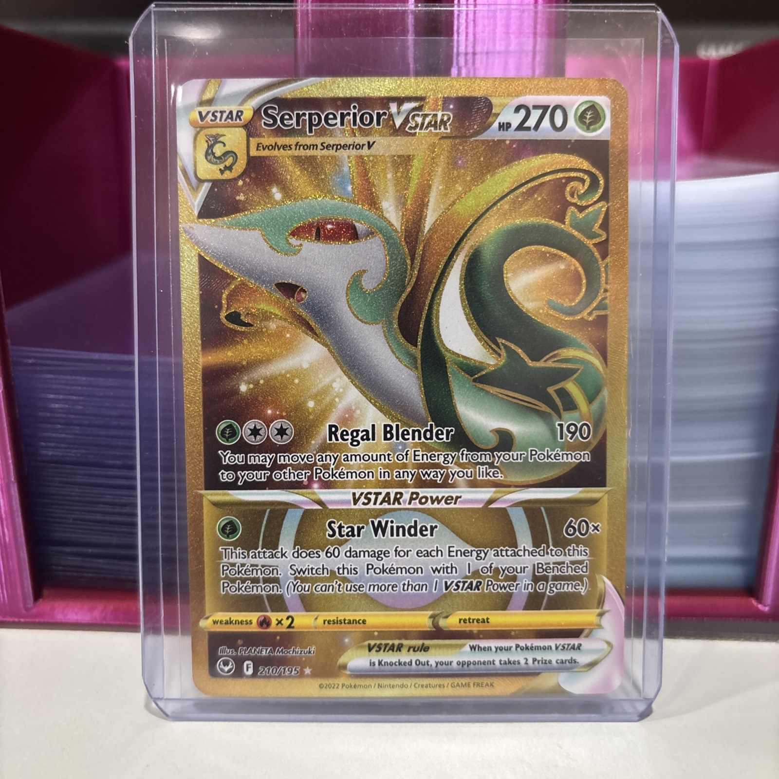 Pokemon Serperior Vstar Gold Secret Rare Silver Tempest Full Art 210/195 NM