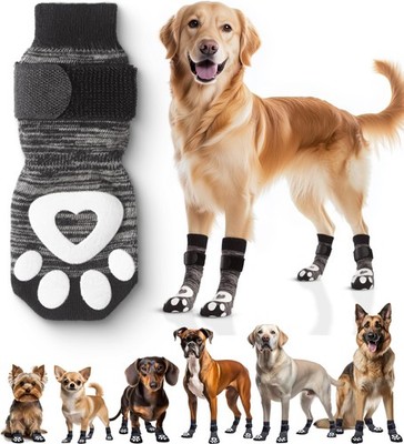 Anti Slip Dog Socks for Hardwood Floors, 6 Pack | Dog Socks to Prevent Lickin...