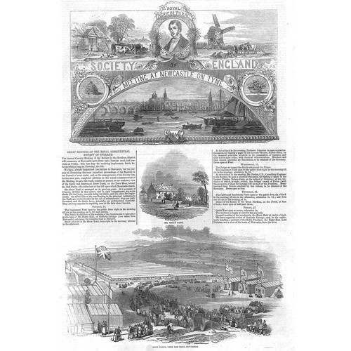 NEWCASTLE Meeting of the Royal Agricultural Society - Antique Print 1846
