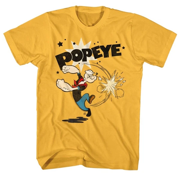 NEW Popeye Cartoon Gift For Fans Heavy Cotton Yellow T Shirt S-5XL SG437