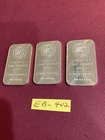 3 ENGELHARD 1 OZ. .999 FINE SILVER BARS BIG E