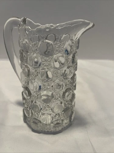 Antique Pressed Glass Hobnail Milk/Cream Pitcher by Geo. Davidson, England 1890