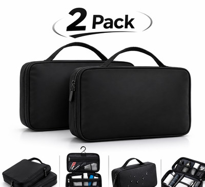 2er Pack hängende Reise wasserdichte Kulturbeutel Waschtasche schwarz
