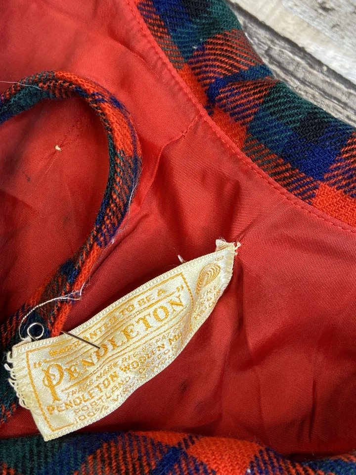Vestido Camisa Pendleton Mujer M Rojo Cuadros Lana Bolsillos Hecho Franela EE. UU. Foto 3 de 4