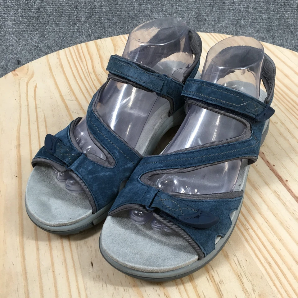 Sandalias Dr. Scholls para mujer 9,5 M Adelle con cordones de cuero azul cómodas punta abierta Foto 3 de 4