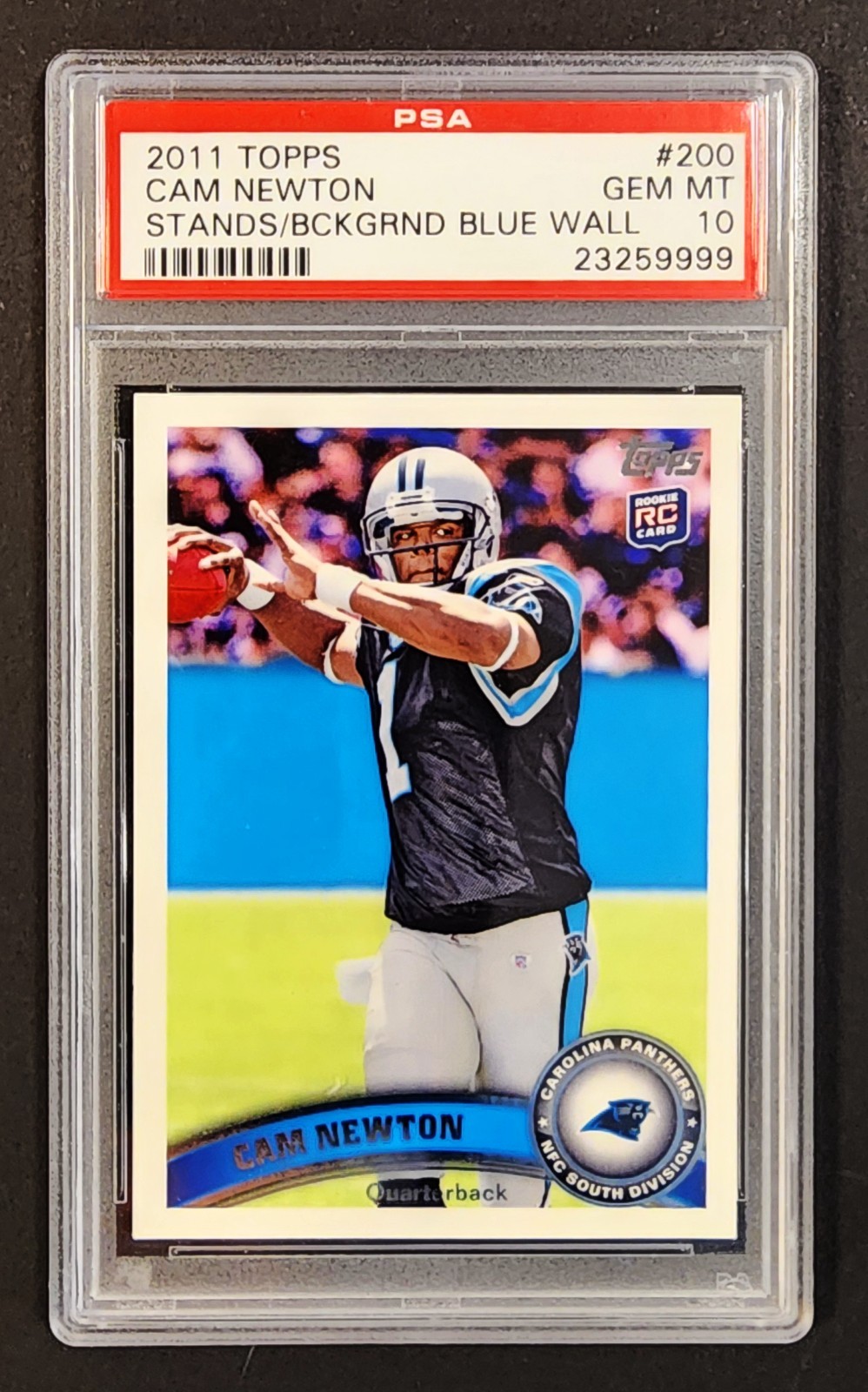 Cam Newton Topps #200 Stands in Background Blue Wall